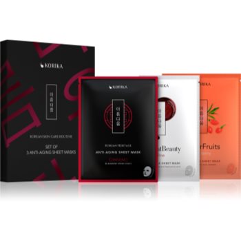 KORIKA KOREAN SKIN CARE ROUTINE SET OF 3 ANTI-AGING SHEET MASKS set antirid - imagine 2